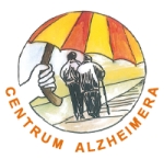 Logo centrum - dwie starsze osoby pod parasolem